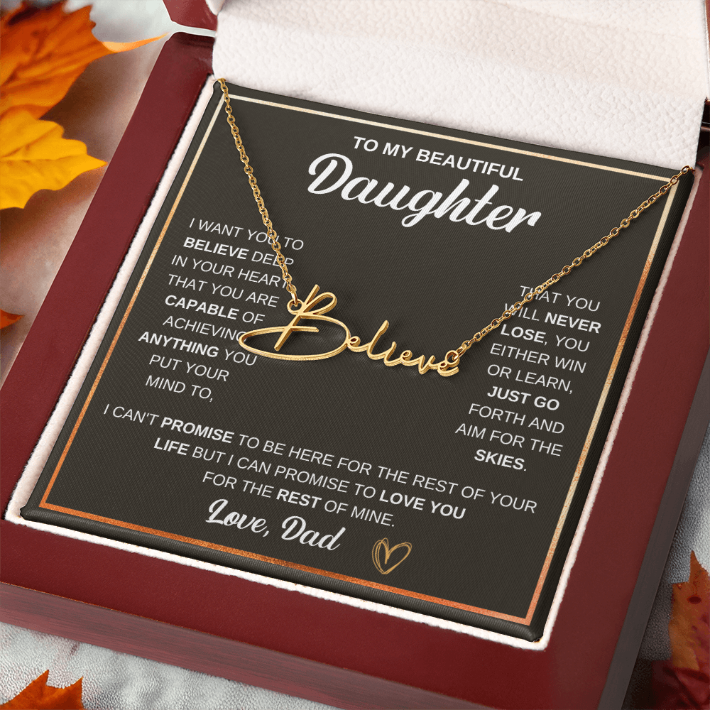 Collier « À ma fille » avec mon nom et ma signature - De papa