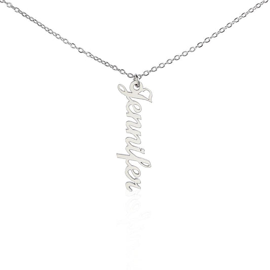 Collier prénom vertical sans message - Cadeau pour elle, cadeau pour les mamans, bijou personnalisé 