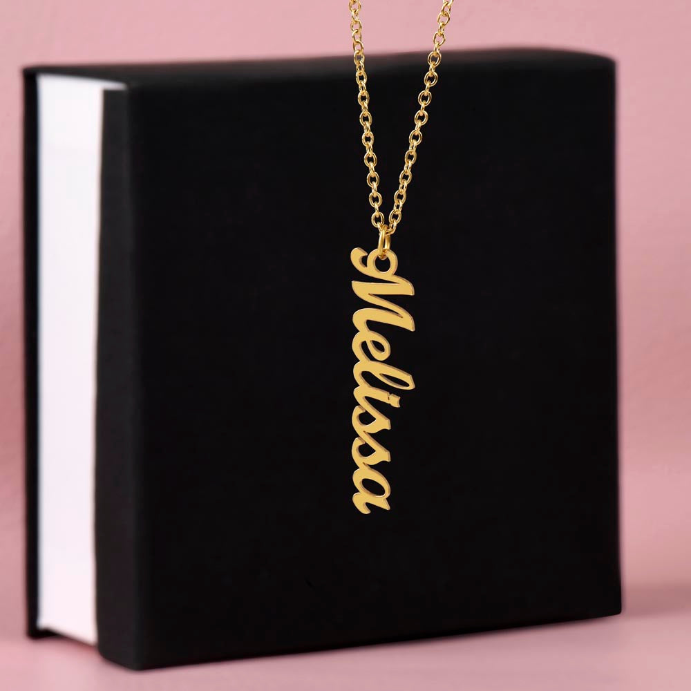 Collier prénom vertical sans message - Cadeau pour elle, cadeau pour les mamans, bijou personnalisé 