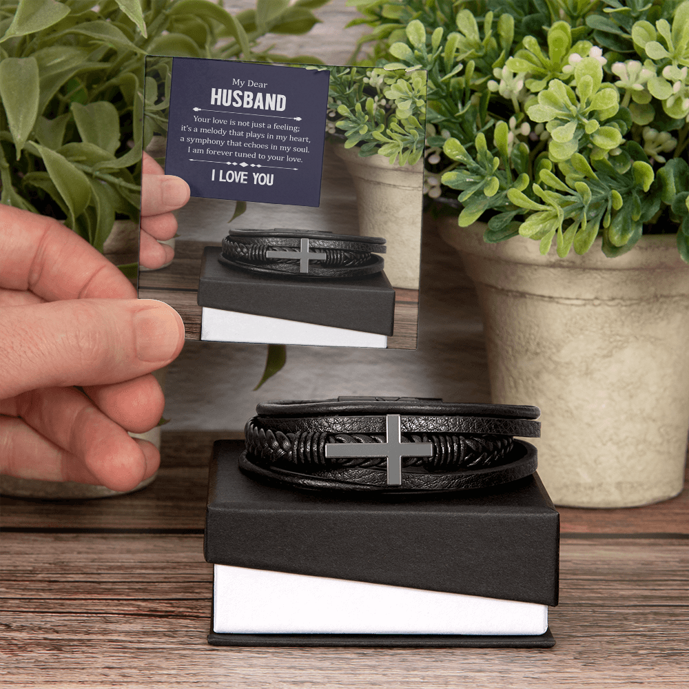 Men's Cross Bracelet- From your Wife