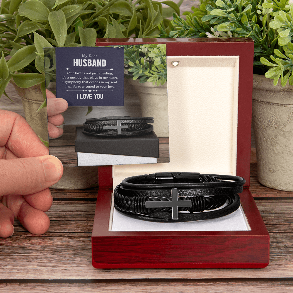 Men's Cross Bracelet- From your Wife