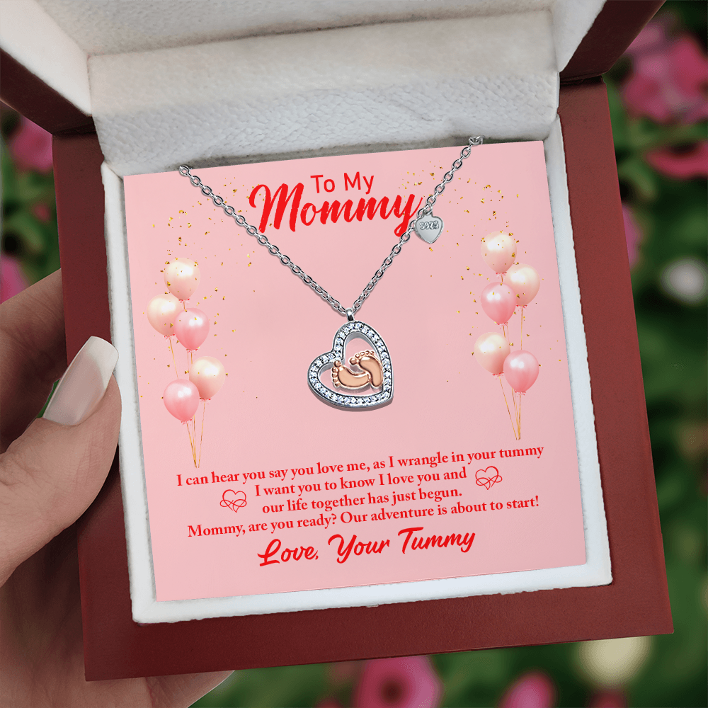 Baby Feet Heart Necklace- for you my Mommy