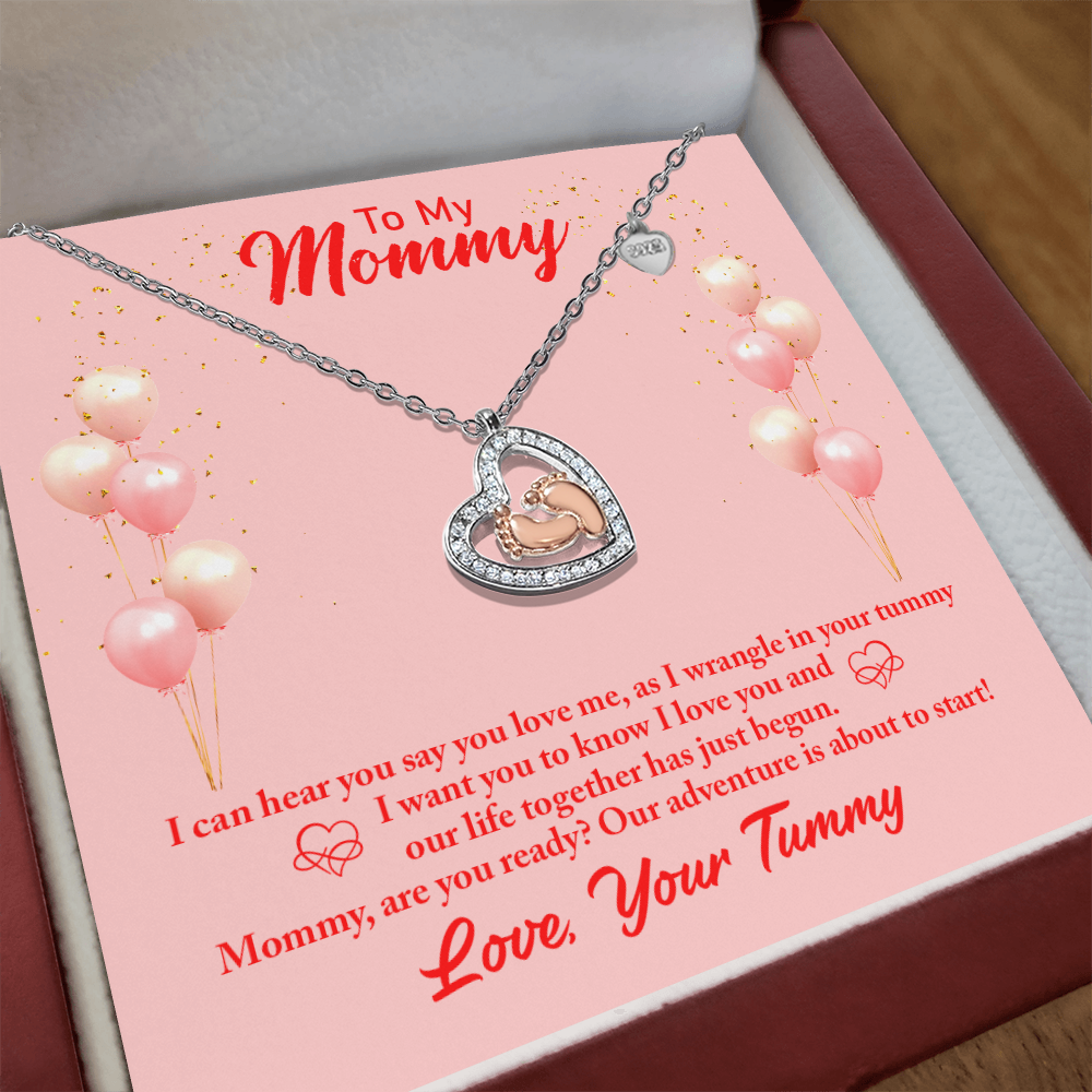 Baby Feet Heart Necklace- for you my Mommy