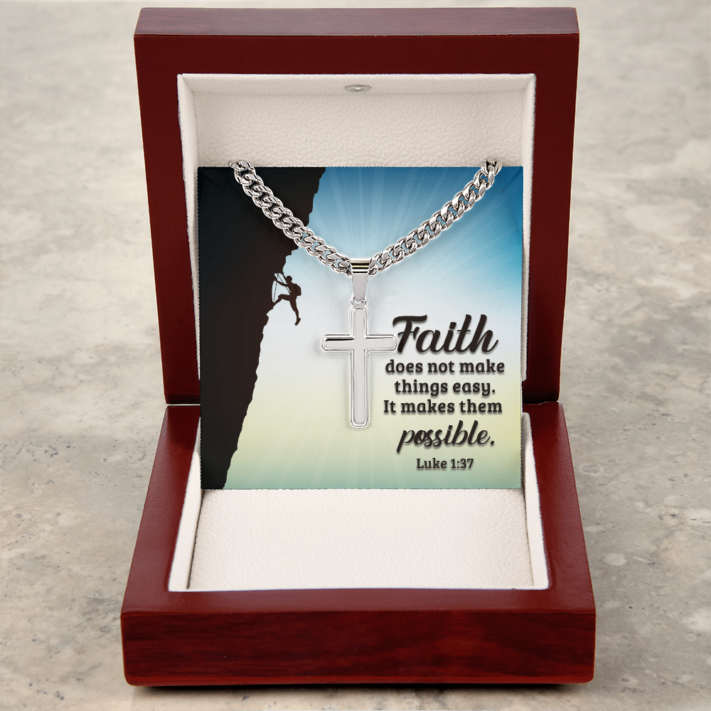 Croix artisanale avec chaîne à maillons cubains