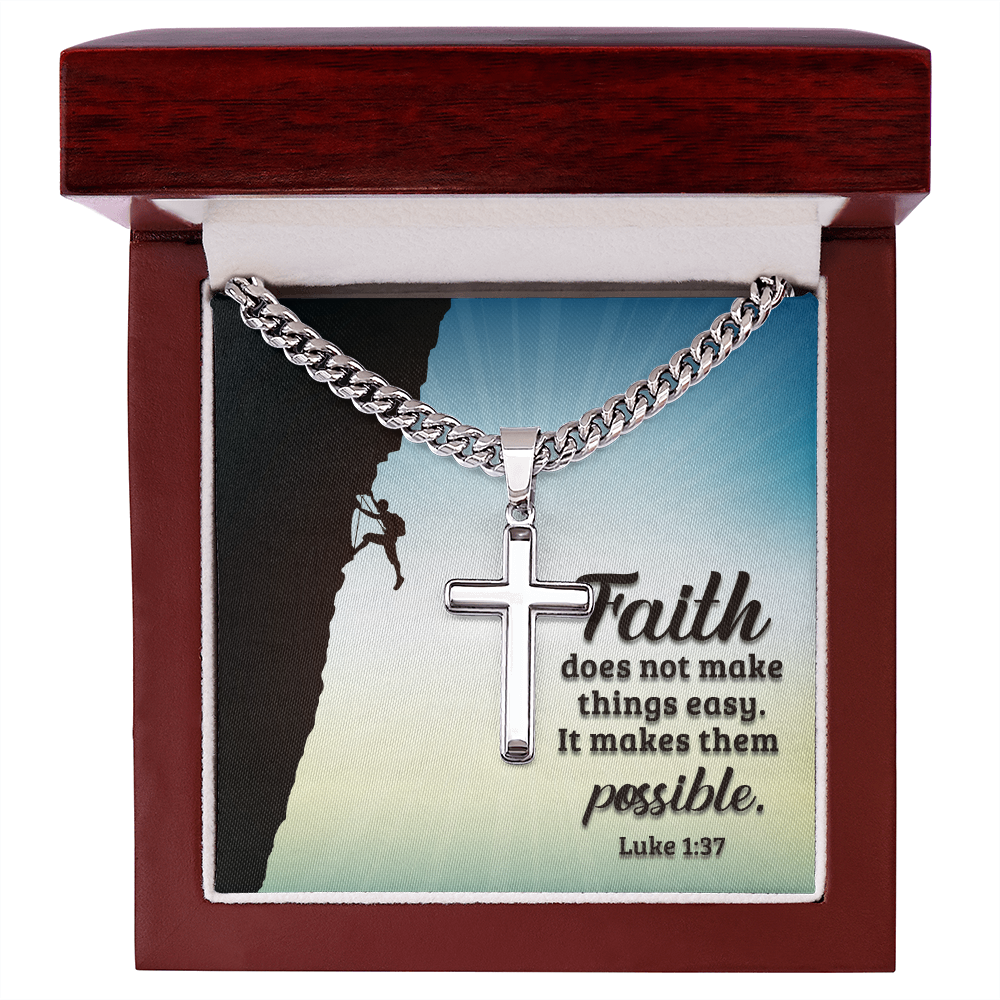 Croix artisanale avec chaîne à maillons cubains