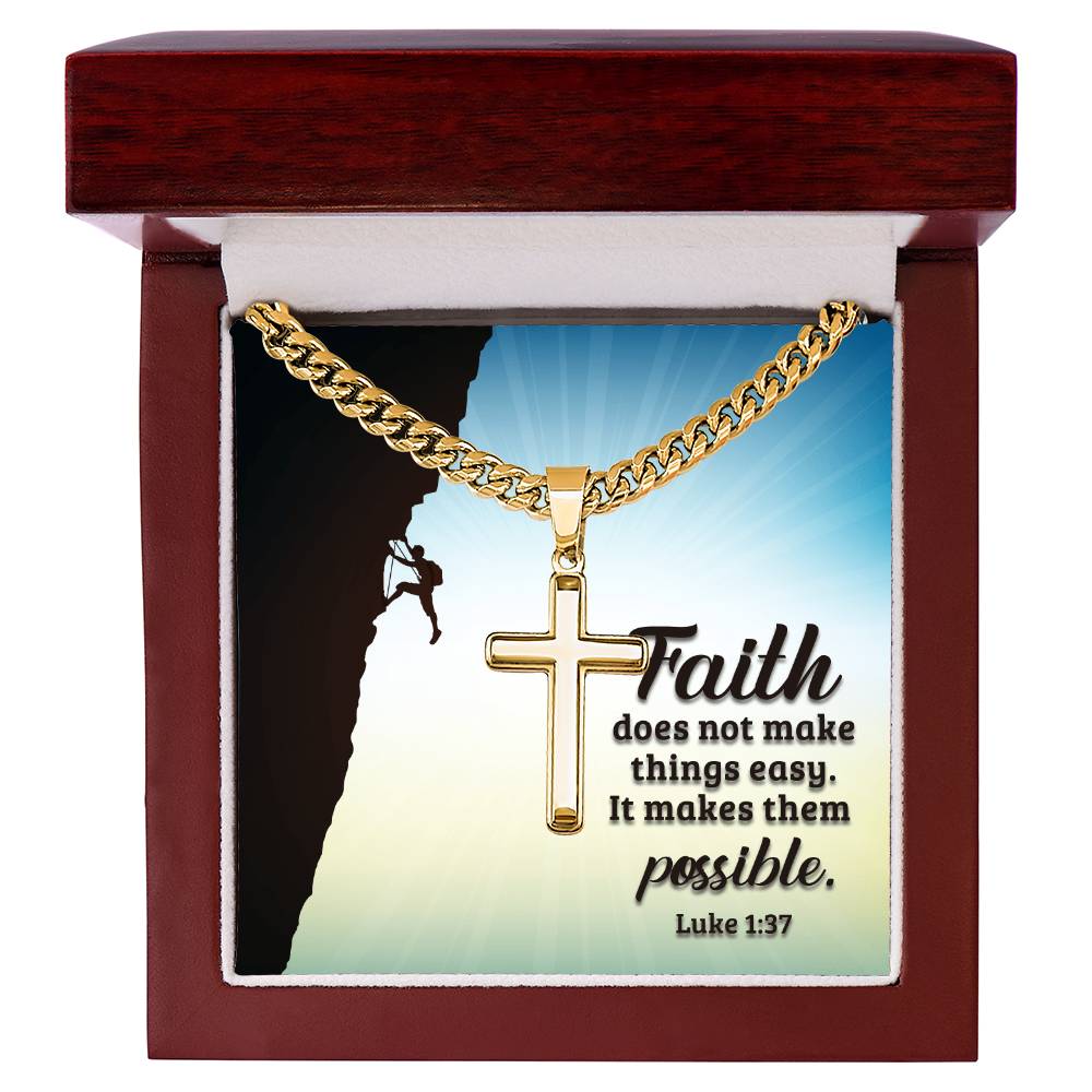 Croix artisanale avec chaîne à maillons cubains