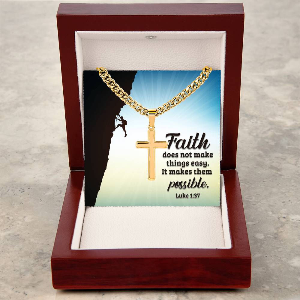 Croix artisanale avec chaîne à maillons cubains