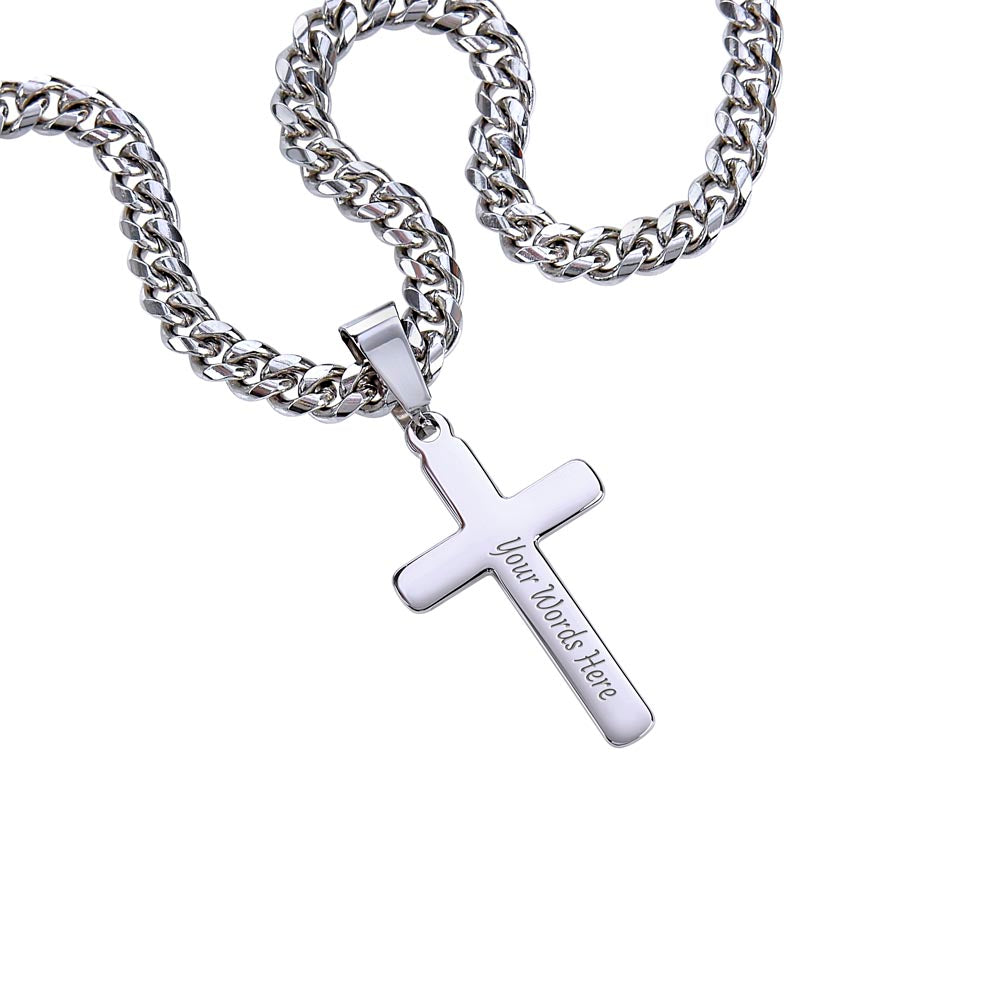 Croix personnalisée avec chaîne à maillons cubains
