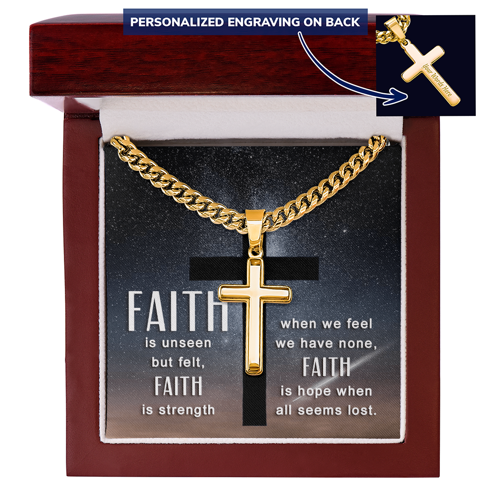Croix personnalisée avec chaîne à maillons cubains